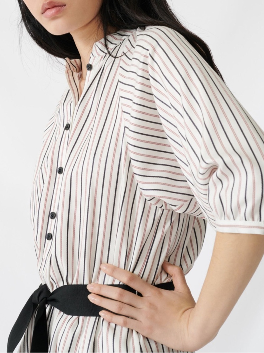 *no belt* Maje Cream Striped Romper - Picture 4 of 14